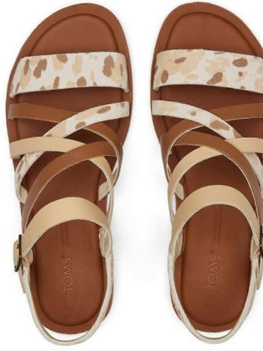 Toms Sephina Strappy Sandal Cow Print Suede/Leather NIB Size 8.5